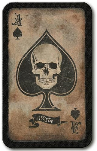 M-Tac Spader ess dödskort taktisk moral lapp arméstrid krok fästelement tryck (prärievarg/svart)