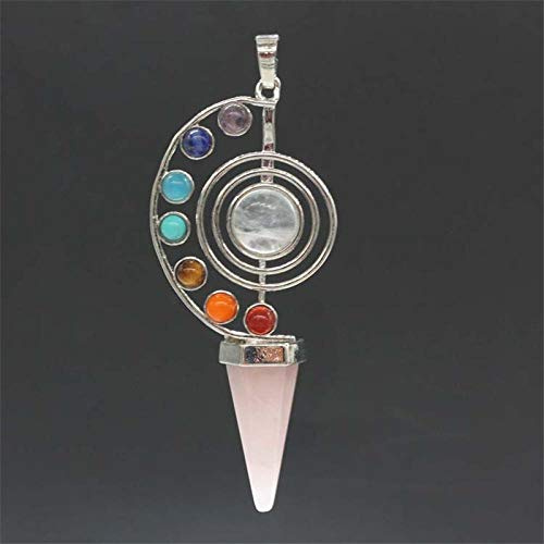 Konformad natursten Pendel Crystal Yoga 7 Chakra Spiral Sexkantig kon Pendel Pendlar för Dowsing Pendul-Rose Quartz