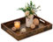 Hanobe Serviertablett Holztablett Deko Tablett: Braun Dekotablett Rechteckig Retro Vintage Serviertabletts mit Griff für Küche Couchtisch, 40x30cm