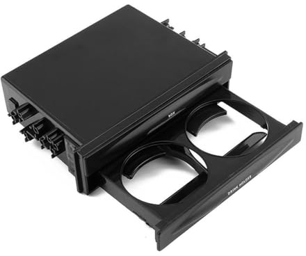 BOROCO Scatola Portaoggetti per Autoradio, 175x125x45mm Nero Plastica Cassetto Portaoggetti Auto Doppio Cassetto Portabicchiere Auto Universale per Auto SUV Veicoli