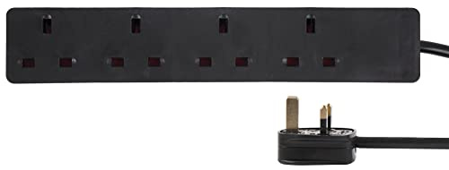PRO ELEC PELB1994 4‑Gang Mains Extension Lead – 7.5m, Black