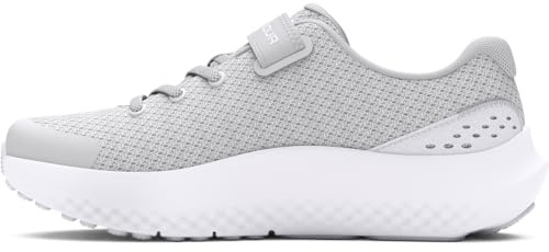 Under Armour Girls' Pre School Surge 4 Alternate Closure, (100) Halo Gray/White/Iridescent, 3, US