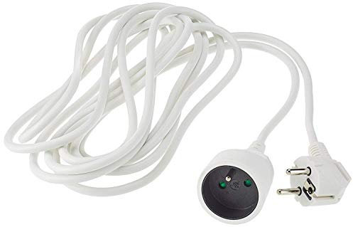 PremiumCord Cavo di Prolunga 230V con Sicurezza Bambini, Cavo di Alimentazione, Prolunga Schuko, Presa a Spina Tipo F, Bianco, 1 m