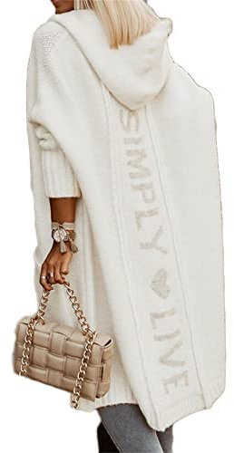 Godoboo Damen Strickjacke Lang Cardigan Kapuzenpullover Grobstrickjacke Strickmantel mit Kapuze Cardigan Strickpullover Herbst Winter Jacke Sweater Outerwear