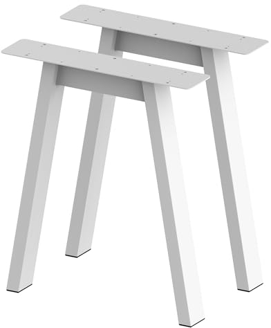 BK Styl 2 Stück Tischbeine Metall Weiß A-Form | Tischgestell aus 80x40mm Profilen | Tischkufen Tischfüße Möbelbeine für Schreibtische & Esstische I Stahl Pulverbeschichtet (615x720mm White)