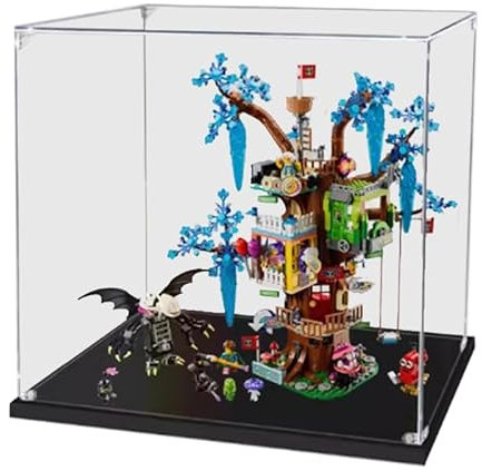 HCAEIOFJ Clear Acrylic Display Case for LEGO DREAMZzz 71461 Applicable for Fantastical Tree House Toy Display Box Gift(Display Case Only) (Black Bottom 2mm)