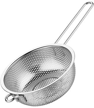 LALADEFIEE Edelstahl Sieb Mit Griff Küchensieb Für Reis Obst Und Gemü Hochwertiger Filterkorb Aus Rostfreiem Stahl Ideal Zum Abgießen Und Waschen Von Lebensmitteln