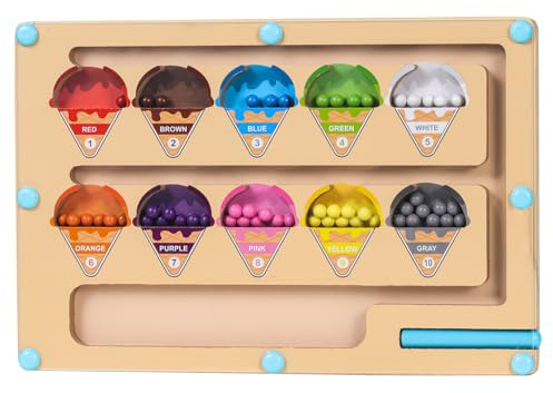 Magnetic Color and Number Maze Wooden Montessori Colour Sorting Counting Board Fine Motor Skills