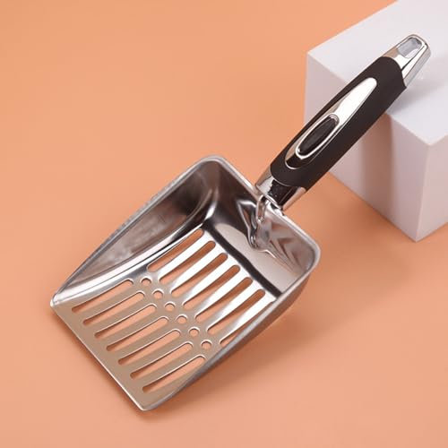 Jrhncy katzenstreuschaufel,Cat Litter Scoop, Edelstahl Kitty Metallschaufel mit Gummigriff,Schnell Gesiebtes Katzenstreu,Aluminiumlegierung Sieb Sschaufel Katzenklo,Kotsieb, Poop Sieben