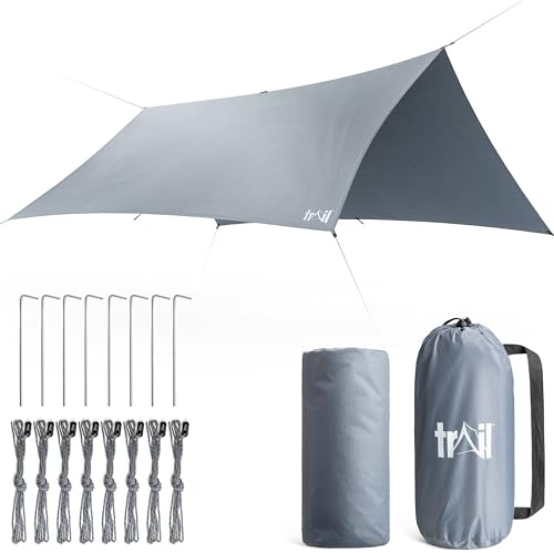 Trail Camping Tarp Shelter, 3m x 3m (No Poles)