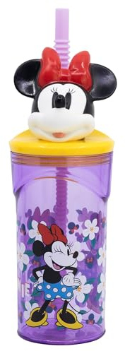 STOR Barnmugg med Sugrör och Lock Mimmi Pigg, 3D-Figur, 360 ml, Återanvändbar Plast, BPA-fri, Perfekt för Pojkar och Flickor