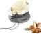 Westmark Sac à pain avec coussin chauffant – corbeille à pain en tissu pour pain, petits pains, œufs – rangement à pain moderne en coton – anthracite/beige, ø 20 x 23 cm