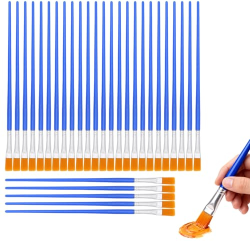 Jecdfs Set di 30 pennelli piatti per pittura e dettagl,Pennelli con Manico Corto per Aquarello, Acrilico, Olio, Gouache, Pittura su Miniature, Ceramica, Viso, Unghie - Set Completo per Artisti, Bambin