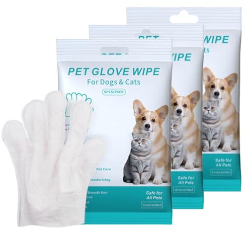 WeddHuis Salviette Guanto per Animali Domestici per Cani e Gatti Guanti Lavaggio (Pelo, Viso, Orecchie, Occhi, Zampe) Cura Quotidiana e Viaggi Senza Risciacquo