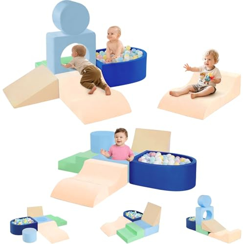 SOFTHOM Bloques de Espuma para Niños, Gigantes XXL Set de Escalada para Bebés, Juego de 6 Bloques de Espuma Suave&Ligero, Certificación EN71, Base Antideslizante&Funda Desmontable | 6 bloques de escalada, certificado EN71, suelo antideslizante y funda lavable, zona de juegos interior para gatear y rodar