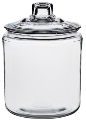 Anchor Hocking Heritage Hill 4L Glass Storage Jar with Lid – Large Airtight Kitchen Canister for Flour, Sugar, Pasta, Sweets & Pantry Storage – Durable Clear Annealed Glass Container (1 Gallon)