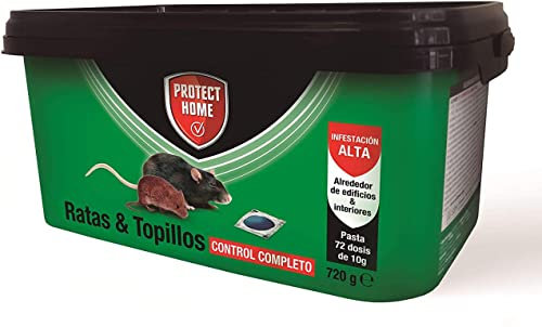 Protect Home Raticida en pasta, control completo. Veneno para ratas y topillos. Indicado para interiores y exteriores