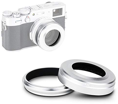 JJC Pare-Soleil en Métal avec Anneau D'adaptation pour Appareils Photo Fujifilm Fuji X100VI X100V X100S X100T X100F, Remplace Les Fujifilm LH-X100 et AR-X100 (Argent)