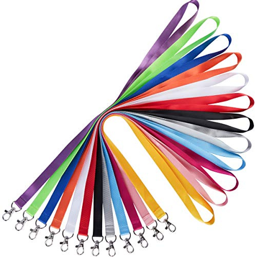 YOUOWO Lanyards 12 Pack Neck Office Lanyard 12 Colors White Blue Black Apple Green Red Pink