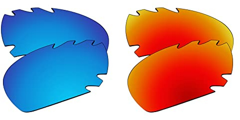 EZReplace Verres de rechange pour lunettes de soleil Oakley Jawbone ventilées (verres polarisés) – Compatible avec monture Oakley Jawbone ventilée (bleu glacier + rouge feu), Bleu glacier + rouge