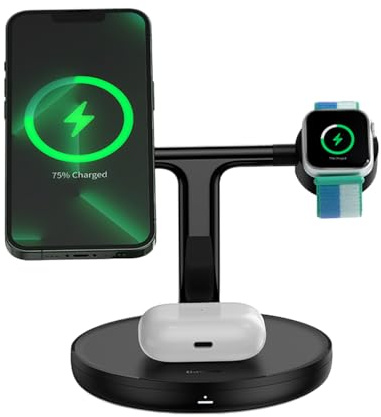Baseus Wireless Charger Swan Stand 3-in-1 Magnetic Charger with TypeC Cable 15W, 1m Black (WXTE000101)