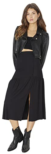 TRENDYOL Dam mini volangfåll stickad kjol kjol, svart, M, Schwarz, M