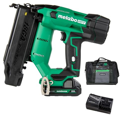 Metabo HPT 18V MultiVolt™ Cordless 18 Gauge Brad Nailer Kit | Includes 1-18V, 2.0 Ah Lithium Ion Battery w/Fuel Gauge | Lifetime Tool Warranty | NT1850DFT