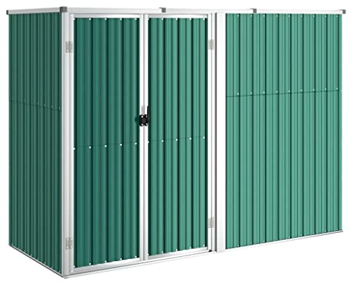 VIDAXL - Cobertizo para herramientas verde, 225 x 89 x 161 cm, acero galvanizado