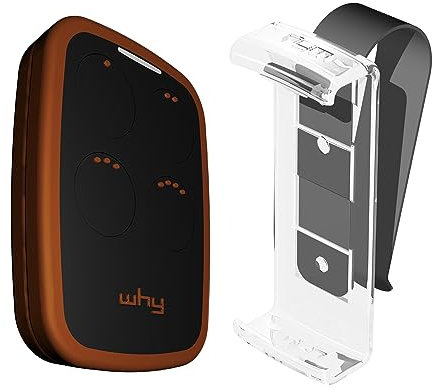 WHY EVO NOA Telecomando rolling code multifrequenza da 280 a 868 mhz con Visor Clip, apricancello autoapprendente programmabile, radiocomando ad ampio raggio con 4 pulsanti, Wild Tobacco