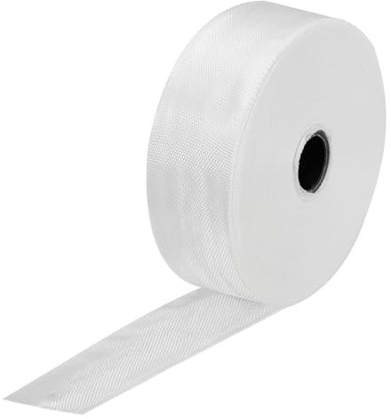 sourcing map Fiberglass Cloth Tape E Glass Fiber Fiberglass Mesh Glass Fiber Mesh Woven Fiberglass Fabrics Insulation Tape 50m(55 Yard) x25mmx0.1mm for Reinforcement Repair