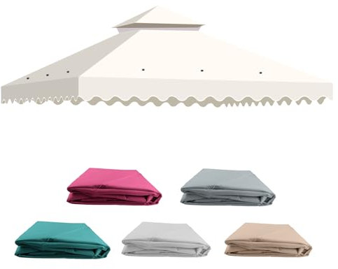 Toile de Rechange pour Tonnelle de Jardin, 3x3m Toit avec 2 Étages, Protection Solaire et Ventilation Amovible - Toile Idéale pour Pavillon