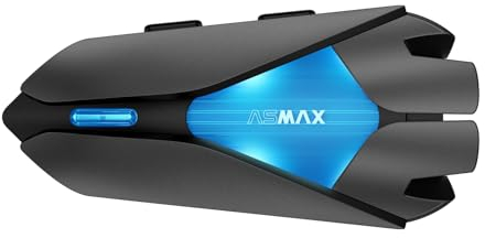 ASMAX Z1 Motorcycle Headset, Motorbike Intercom for 10 Riders, Helmet Bluetooth Headset with Voice Control, Mesh Communication Systems, Helmet Speaker with Universal Pairing, Single Pack