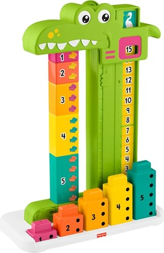 Fisher-Price Adding Alligator stapelleksak – 10 Färgglada Klossar, Krokodilräknare, För Barn 3+