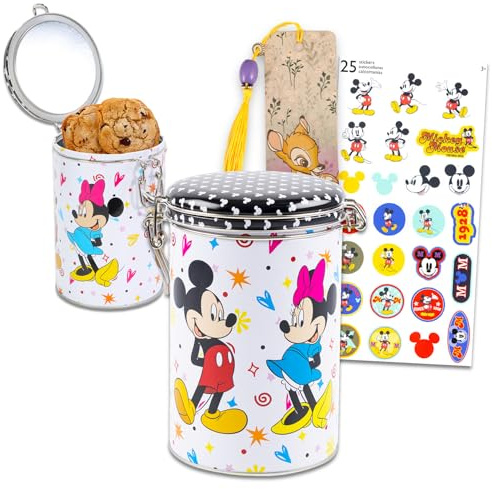 Mickey Mouse Cookie Jar for Kitchen Counter - Bundle with Mickey and Minnie Jar with Lid for Snacks Cookies Food Storage Plus More | Mickey Mouse Kitchen Accessories