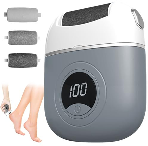 Elektrischer Hornhautentferner für Füße - Automatische Pflege für Zehen, Fersen, Fußseite und Sohlen - Grau