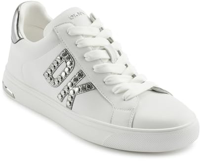 DKNY Abeni - Zapatos Deportivos con Cordones para Mujer, Níquel Blanco, 37 EU