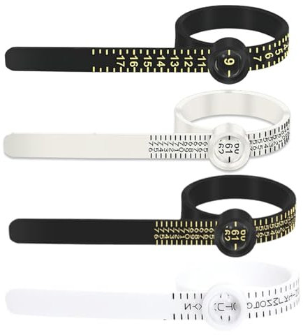 XURJUMI 4 Stück Ringgrössenmesser, Ringgröße Messen Größenstandard UK, EU, USA, für Machen Fingerring Größenmessung,Ringgrößenwerkzeug mit Graduation Vergrößerungsglas