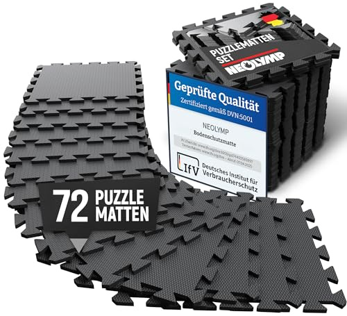 NEOLYMP Bodenschutzmatte Fitness - 10mm extra dicke Trainingsmatte für Sportgerät, robuster Sportboden - Puzzlematten Boden, Gymnastikmatte, Sportmatte, Fitnessmatte