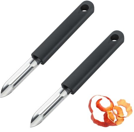 Bamyli 2 Stück Sparschäler Kartoffelschäler 17 cm, Professioneller Gemüseschäler für Küche, Edelstahl Klinge Teilmattiert handhaben, Multifunktions Potato Peeler Spargelschäler für Karotten Gurken