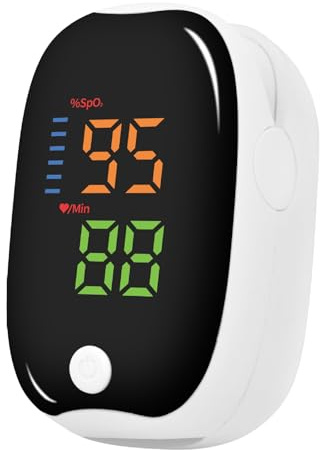 Finger Pulsoximeter Sport, SpO₂ & Pulsfrequenz Messgerät mit OLED Anzeige, Tragbar für Training, Wandern und Freizeit (Schwarz, 1 Stück)