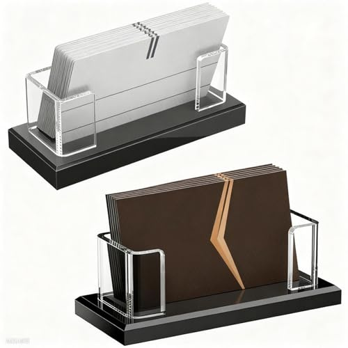 dancepandas 2 Pcs Porta Biglietti da Visita da Tavolo, Porta Biglietti da Visita in Acrilico per Scrivania,Portacarte Professionali,Transparente Supporto per Biglietti da Tavolo