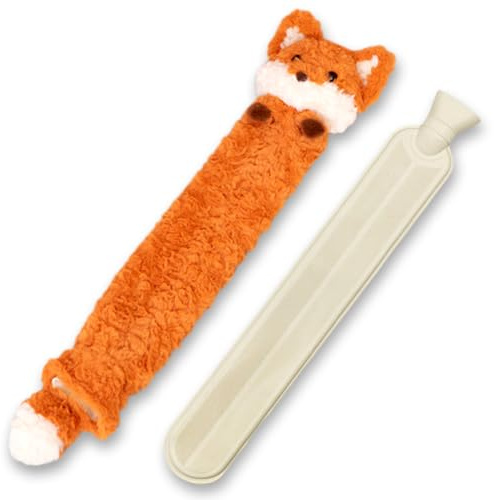 Bouillotte Eau Chaude Longue,2L Bouillotte Peluche,Bouillotte En Caoutchouc Avec Couvercle,72cm,Amovible Pour Le Nettoyage,Pour Réchauffer Cou épaules Dos Jambes,Cadeau (A)