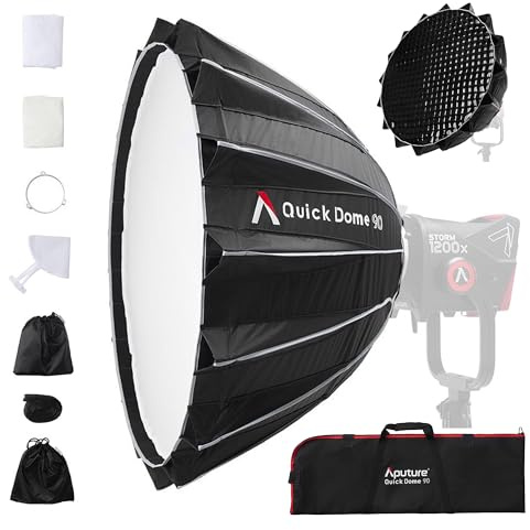 Aputure Light Dome Quick Dome 90 Softbox,90cm(3ft) Circular Bowens Mount with Quick Release Design,Include Diffusion, Light Control Grid, & Carrying Bag for Led Video Light