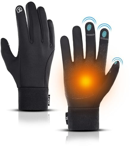 LERWAY Winter Warm Gloves, Touchscreen Non-Slip Thermal Black Gloves Men Women Lightweight for Running, Driving, Cycling,Jogging