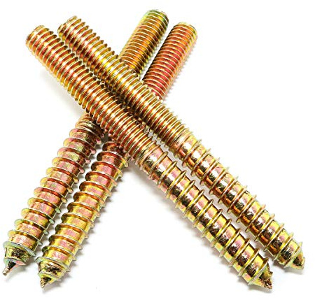 Pro Bamboo Kitchen 8pcs Self-Tapping Screw Hanger Bolts 3/8-16 x 4 Hanger Bolts Double Headed Bolts for Furniture Wood Joint