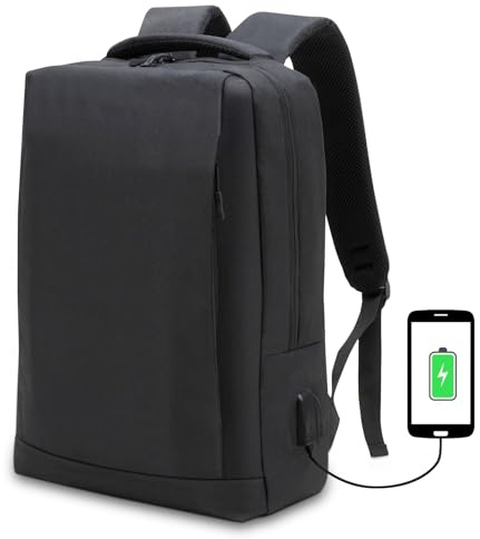 WAYTEX 71050 Urbain Sac à Dos Ordinateur portable PC 15 pouces Homme Femme Etudiant Imperméable avec Port de charge USB Multipoches Noir
