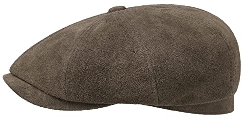 Stetson Gorra Hatteras Calf Split Hombre - de Piel Newsboy con Visera, Forro Otoño Verano Primavera Invierno Verano/Invierno - S (54-55 cm) marrón