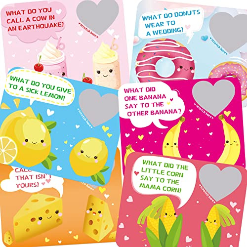 Fancy Land Valentines Day Cards Scratch-Off Jokes for Kids Classroom Exchange 36 Pack
