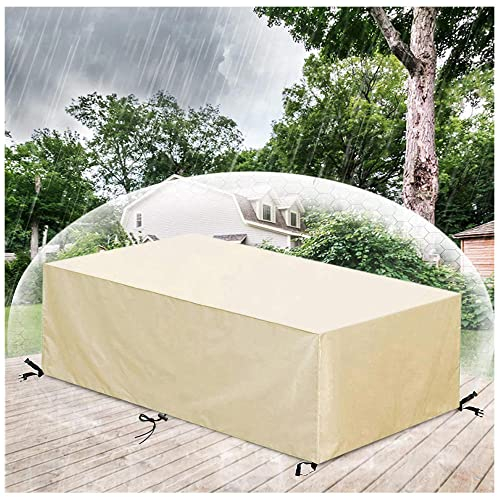 WHAOZ Abdeckung für Gartenmöbel,360x200x100cm Sitzgruppe Schutzhülle für Gartentisch,Wasserdicht,Winddicht,UV-Beständiges,Schwerlast 420D Oxford für Rechteckig Außen/Innen Möbelsets，Beige