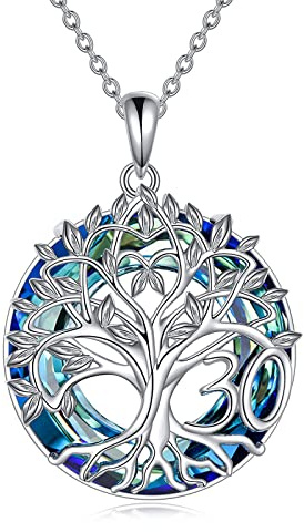 YFN 30 Anni Albero Della Vita Collana Cristallo Blu Argento Sterling Ciondolo Compleanno Regali Gioielli per Madre Figlia
